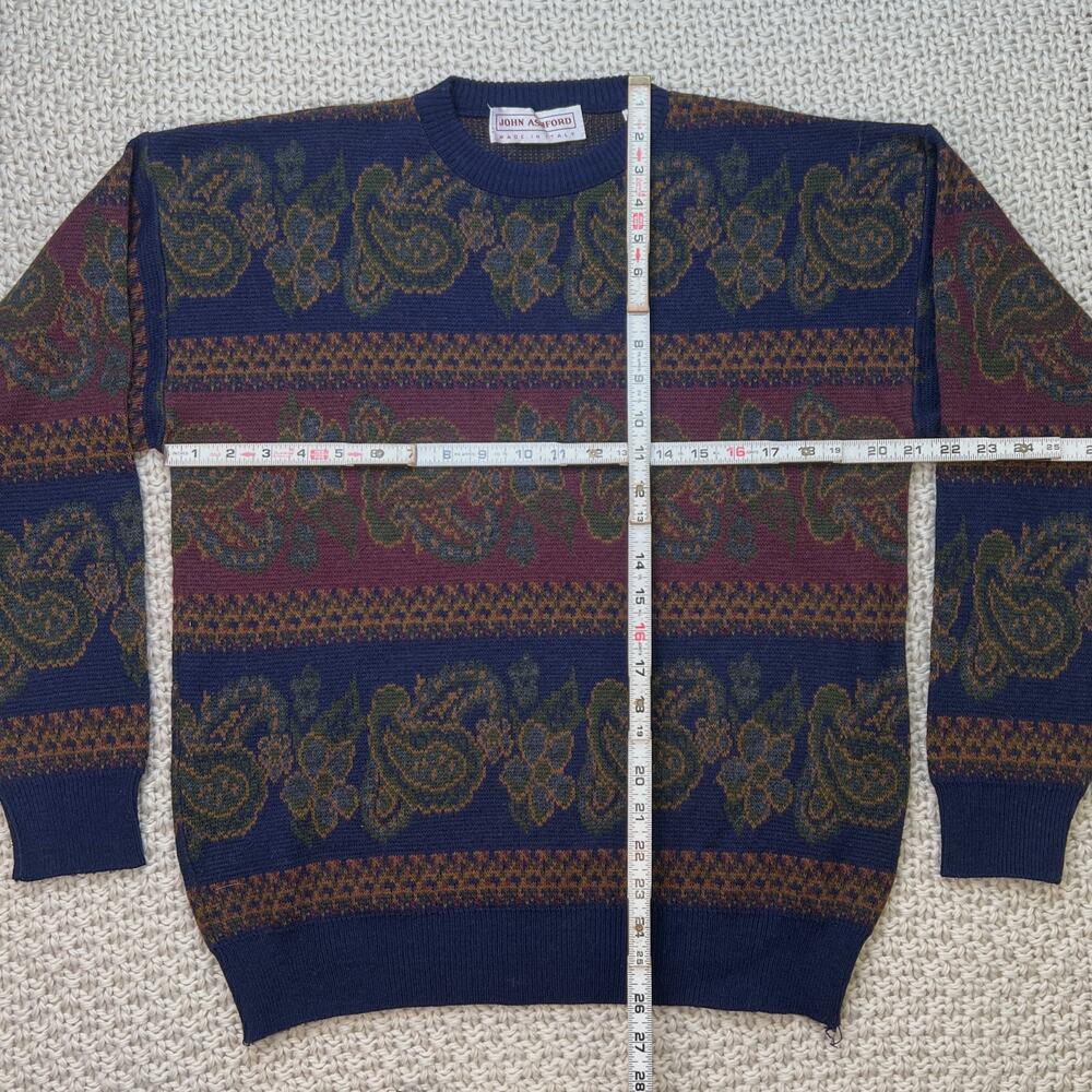 Vintage Paisley Wool Acrylic Blend Italian Grandpa Sweater John Ashford - Medium - Picture 6 of 6